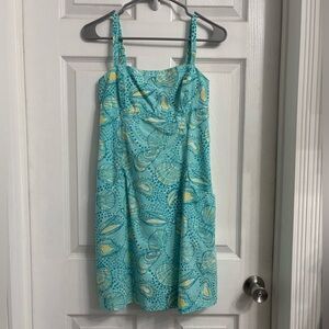 Lilly Pulitzer Turquoise Sea Shell Print Sundress Women's Sleeveless Dress Sz 4